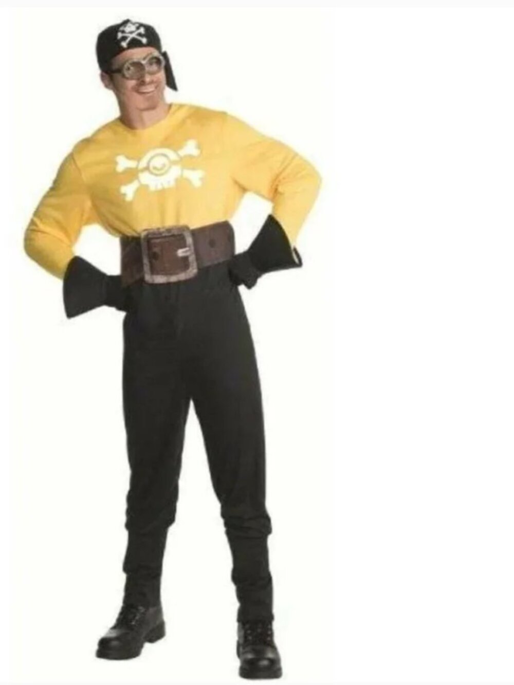 Minion Pirate Halloween Costume Despicable Me 5 Pc Jumpsuit, Goggles Mens OS